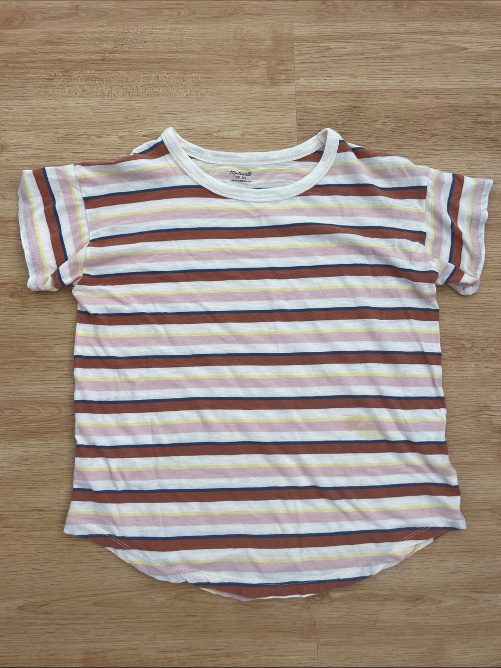 Madewell Short Sleeve Striped Tee - Pink, Orange, Yellow, White